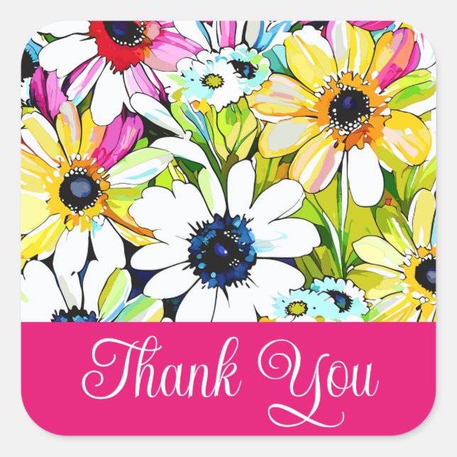 Autocollants rose Merci (Devant)