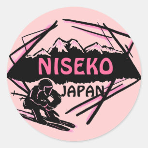 Autocollants roses d'art de logo de ski de Niseko