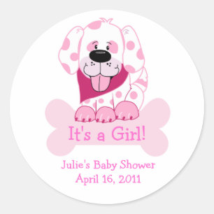 Autocollants roses de faveur de baby shower de