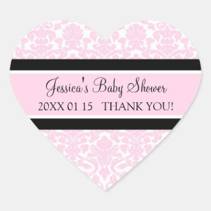 Autocollants roses de faveur de baby shower de