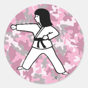 Autocollants roses de fille d'arts martiaux de