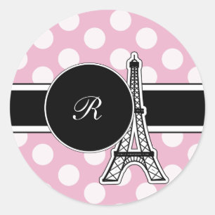 Autocollants roses de monogramme