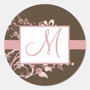 Autocollants roses et Brown de mariage de