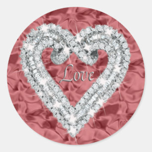 Autocollants rouges de coeur de diamant d'amour