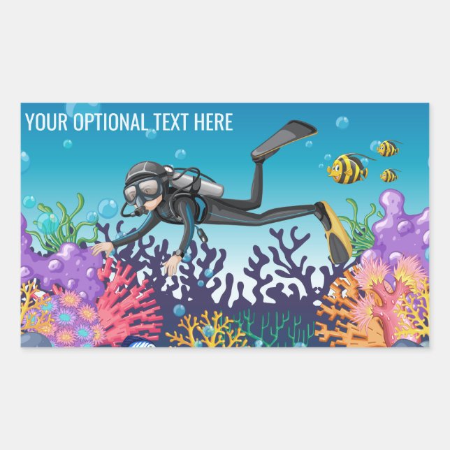 Autocollants Scuba Diver texte personnalisé (Devant)