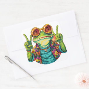 Autocollants signe de paix Grenouille Hippie