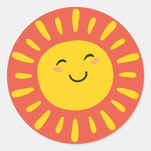 Autocollants Soleil Sourire Jaune Orange