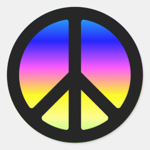 Autocollants Symbole de Paix Arc-en-ciel Rose