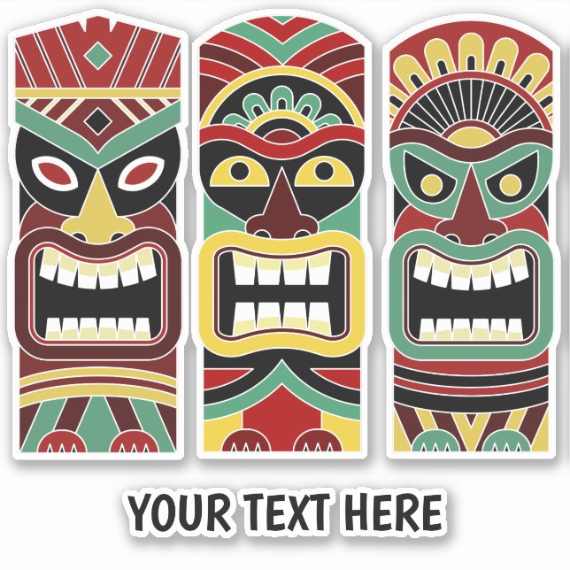 Autocollants Tiki Totems texte personnalisé (Devant)