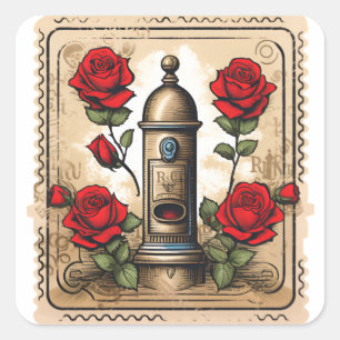 Autocollants timbres rétro romantiques