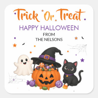 Autocollants Trick or Treat pour les sacs d'Hallow