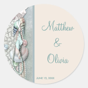 Autocollants turquoises de faveur de mariage de