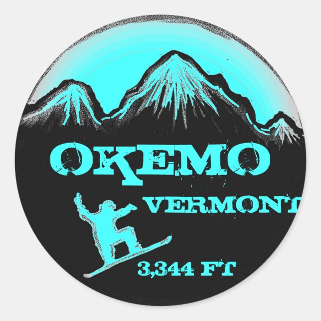 Autocollants turquoises Okemo Vermont (Devant)