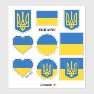 Autocollants Ukraine & drapeau ukrainien, Coeur / 