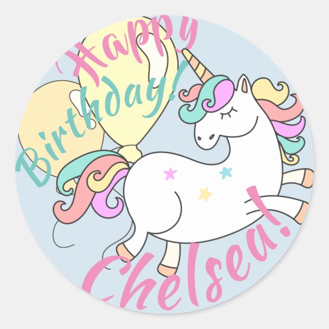 Autocollants Unicornaux d'anniversaire Personnalis (Devant)