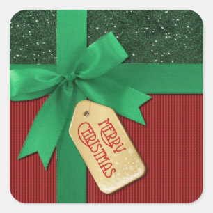 Autocollants verts de cadeau de Joyeux Noël de