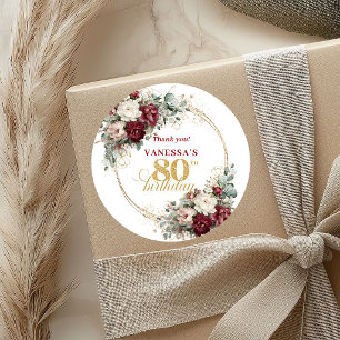 Autocollants vintage rose bordeaux pour 80e annive