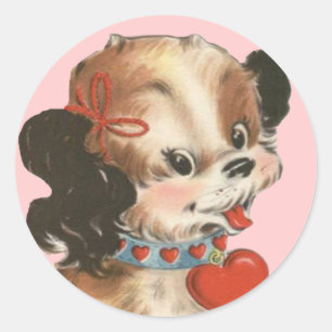 Autocollants vintages de chiot de Valentine