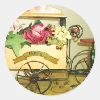 autocollants vintages de panier à fleurs, correspo