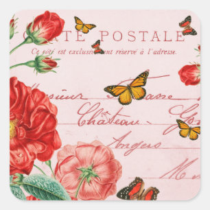 Autocollants vintages floraux français avec fleur 