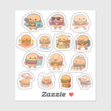 Autocollants vinyle de burger Kawaii