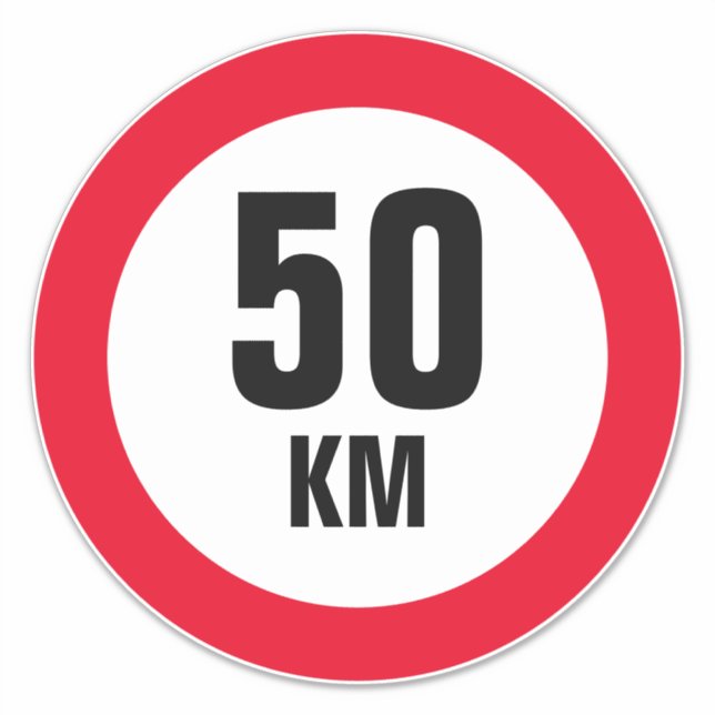 Autocollants vinyles à vitesse maximale 50 km (Devant)