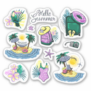 Autocollants vinyles de voyage tropical d'été
