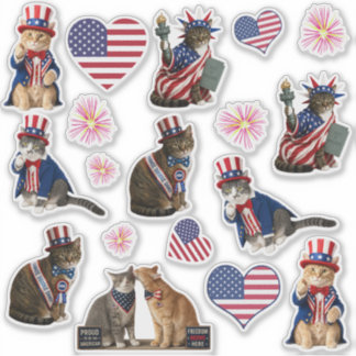 Autocollants vinyles Kiss-Cut de chat patriotique