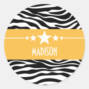 Autocollants Zebra Star Sassy Jaune