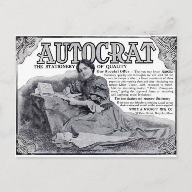 Autocrat Stationery Ad Postkarte (Vorderseite)
