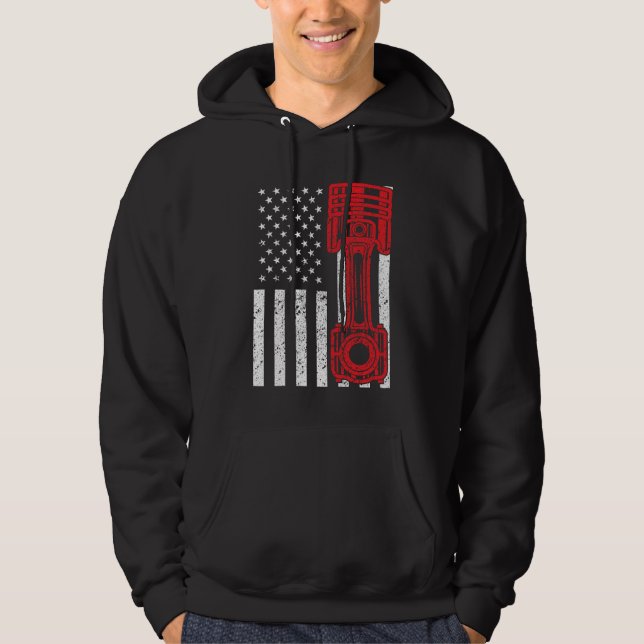 Autoenthusiasten amerikanischen Flag Pistole Muscl Hoodie (Vorderseite)