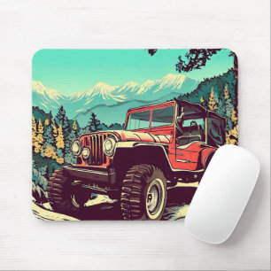 Autofahren im Vintagen Stil des Waldes Mousepad
