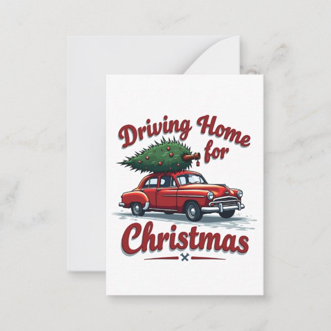 Autofahren Zuhause für Weihnachts-Lkw-Weihnachtsba Mitteilungskarte (Vorderseite)