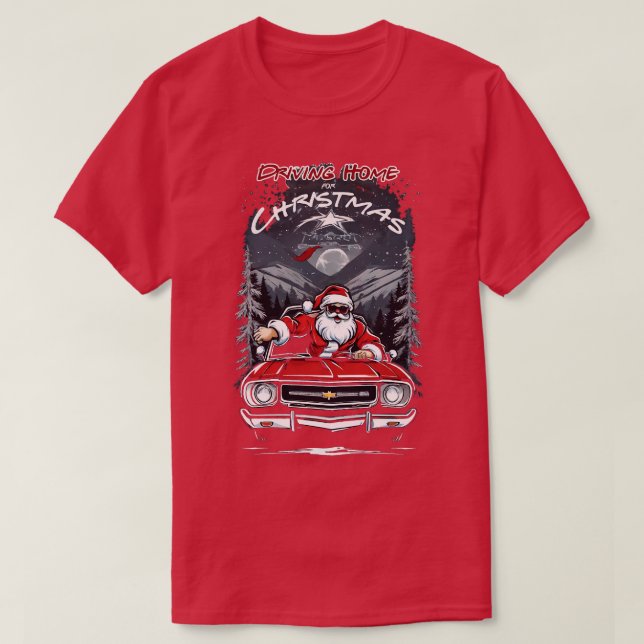Autofahren Zuhause zu Weihnachten T-Shirt (Design vorne)