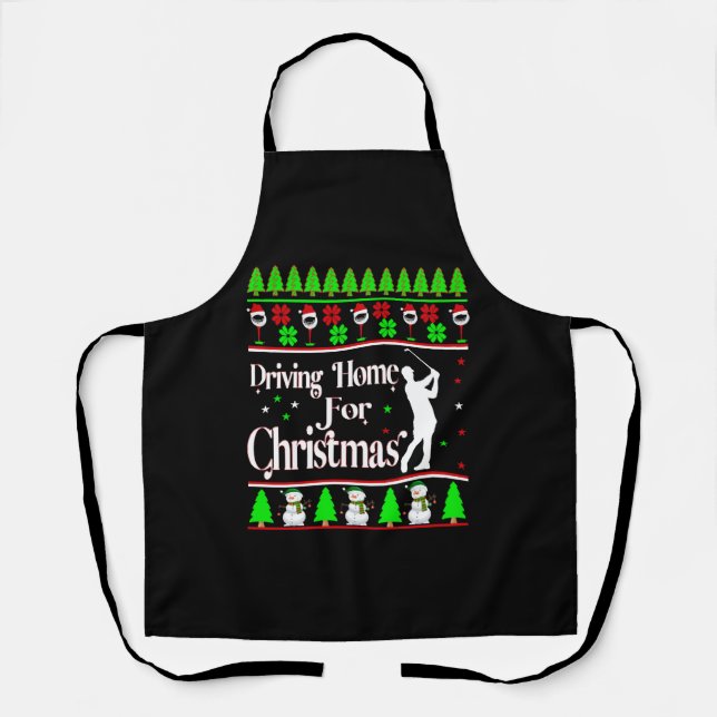 Autofahren Zuhause zu Weihnachten, Ugly Xmas Sweat Schürze (Vorderseite)