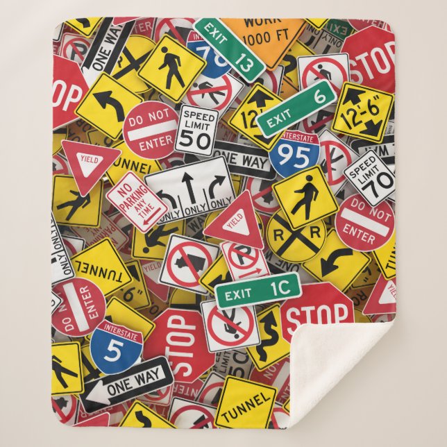 Autofahrer-Fun Road-Sign Collage Sherpadecke (Vorderseite)