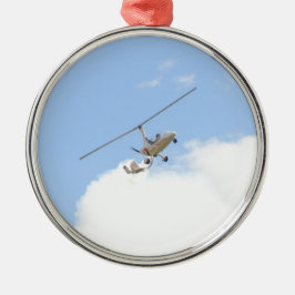 Autogiro im Flug Silbernes Ornament