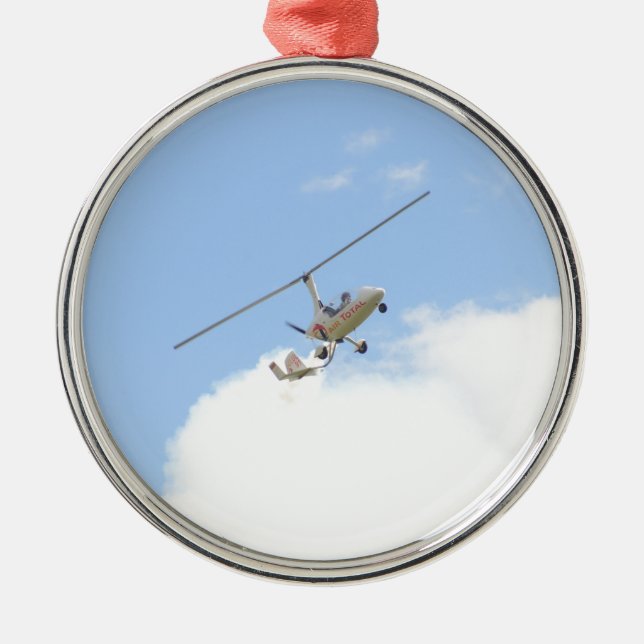 Autogiro im Flug Silbernes Ornament (Vorne)
