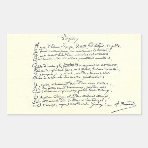 Autogrammmanuskript der Voyelles (Rimbaud) Rechteckiger Aufkleber