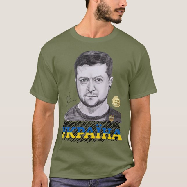Autographe T-shirt du président ukrainien Zelensky (Devant)