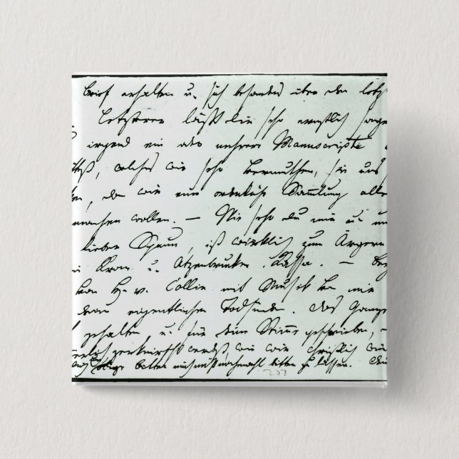 Autographischer Buchstabe von Franz Schubert Button (Vorderseite)