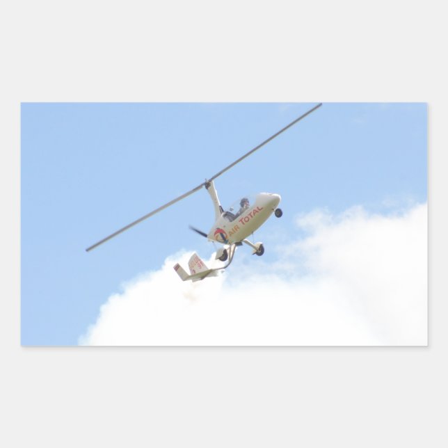 Autogyro im Flug Rechteckiger Aufkleber (Vorderseite)