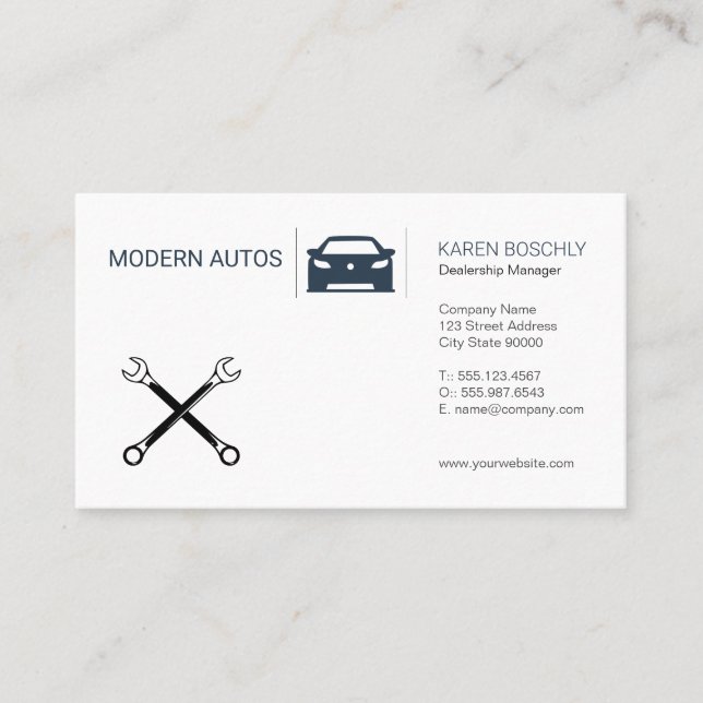 Autohandel | Instandhaltung von Auto | Wrenches Visitenkarte (Vorderseite)