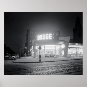 Autohändler bei Nacht, 1948. Vintage-Foto Poster