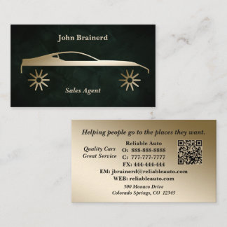 Autohändler Velvet Smaragdgrün & Gold QR Code Visitenkarte