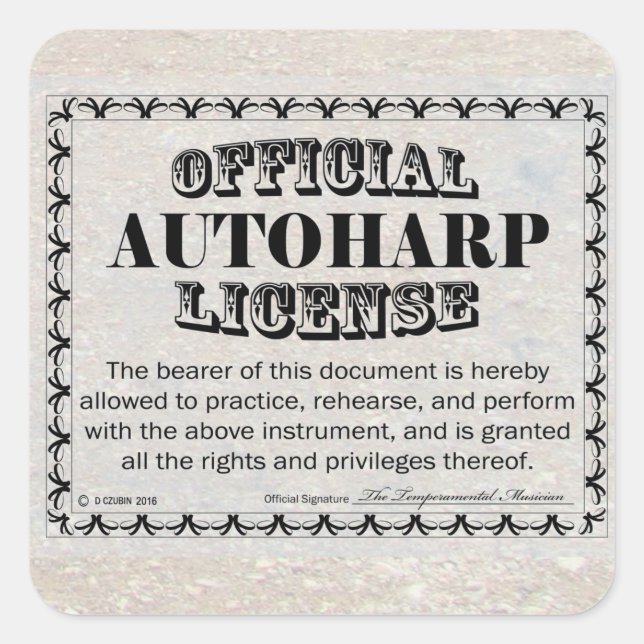 Autoharp License Square Aufkleber (Vorderseite)