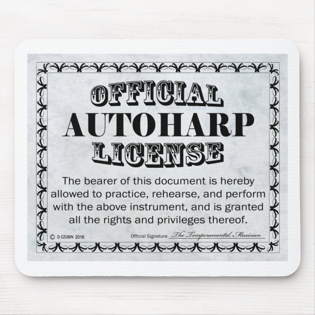 Autoharp-Lizenz Mousepad (Vorne)
