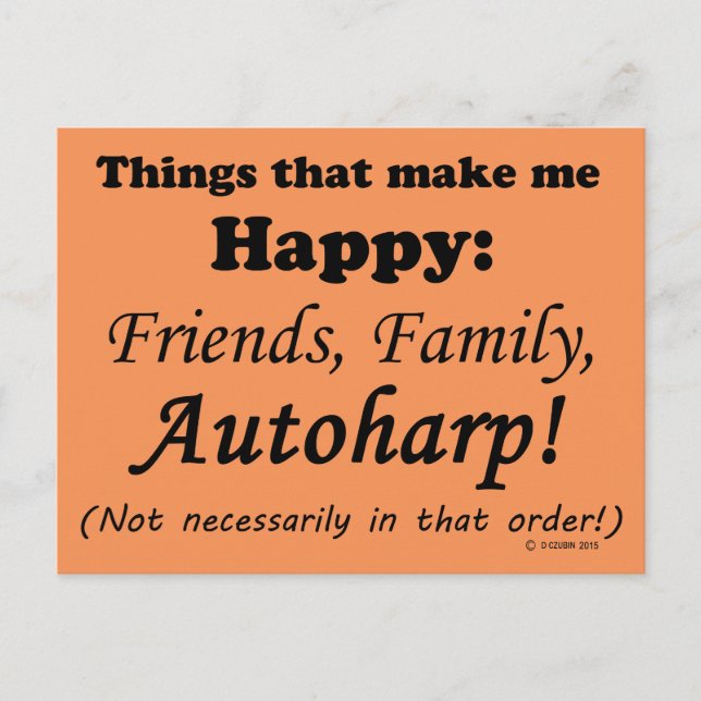Autoharp macht mich glücklich postkarte (Vorderseite)