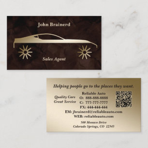 Autohaus Velvet Chocolate & Gold QR Code Visitenkarte