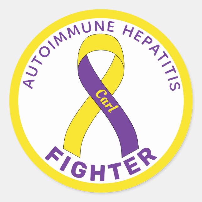 Autoimmune Hepatitis Fighter Ribbon White Classic Runder Aufkleber (Vorderseite)
